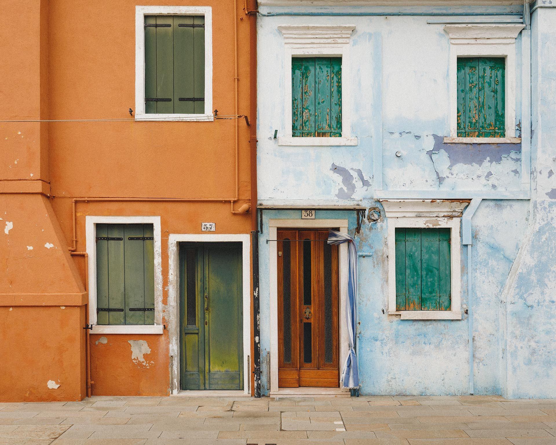 Color photo of homes in Burano, Italy