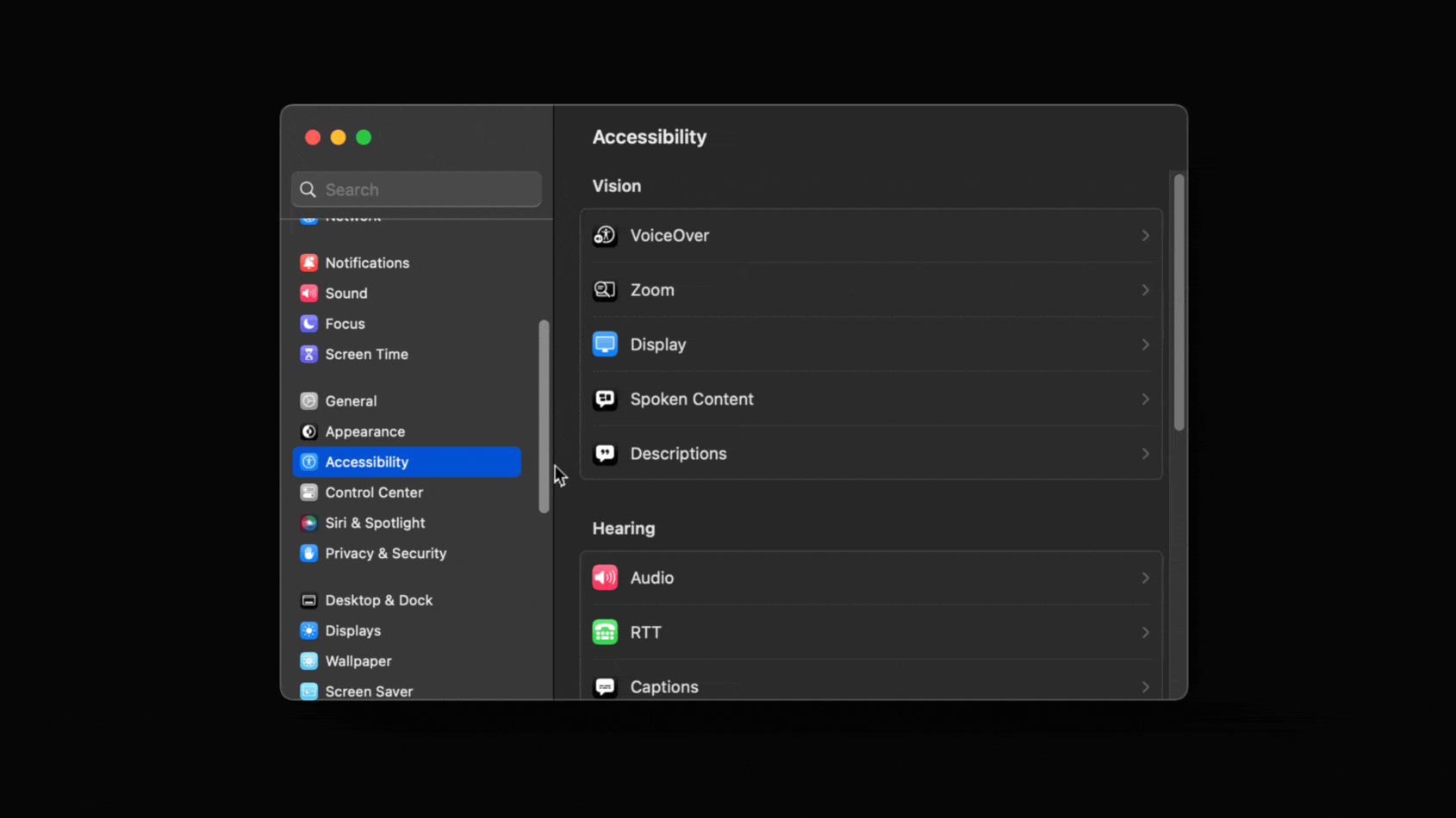 Enabling Grayscale mode in macOS Accessibility settings