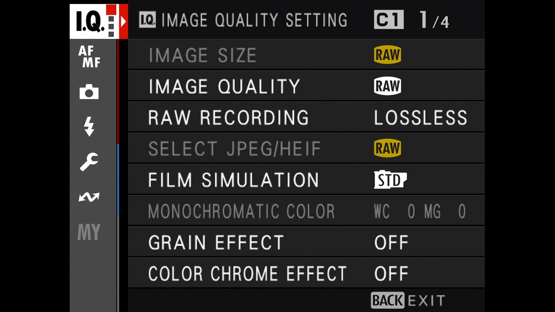 Image Quality Menu on GFX 100S II