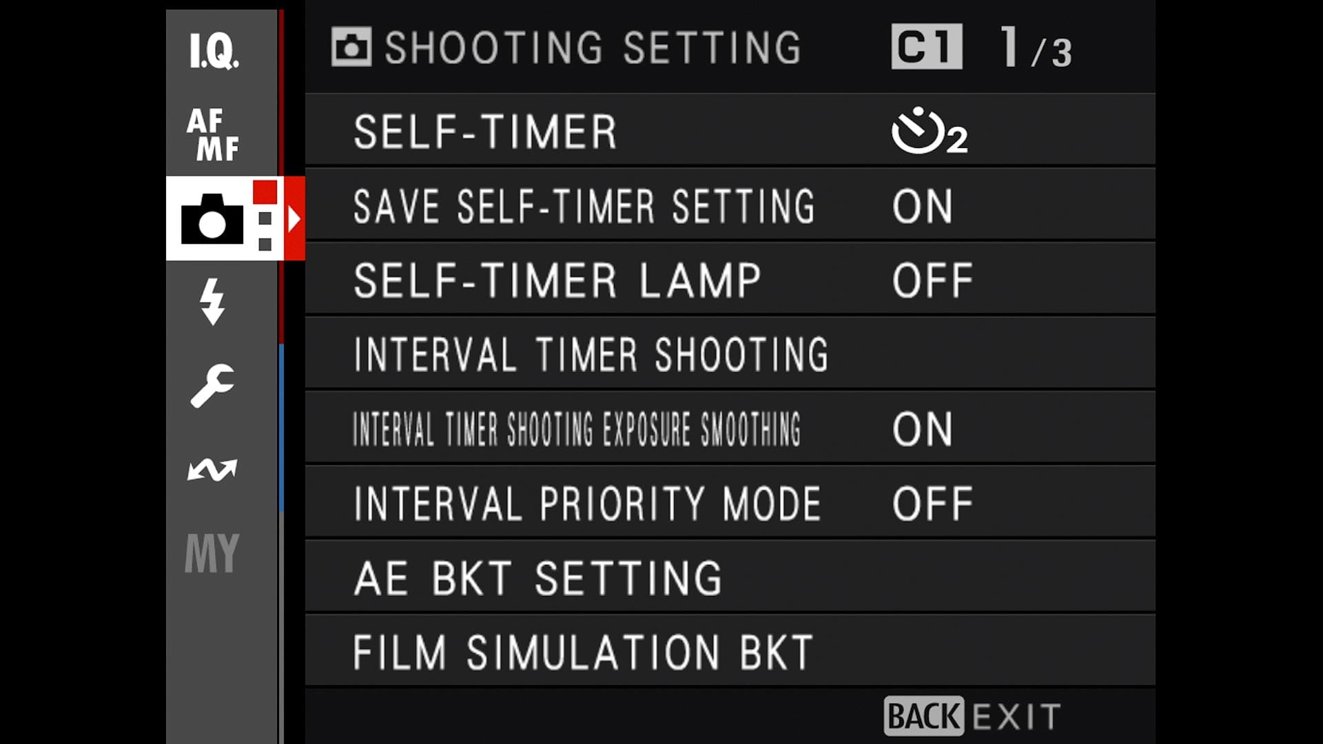 Shooting Setting menu on GFX 100S II