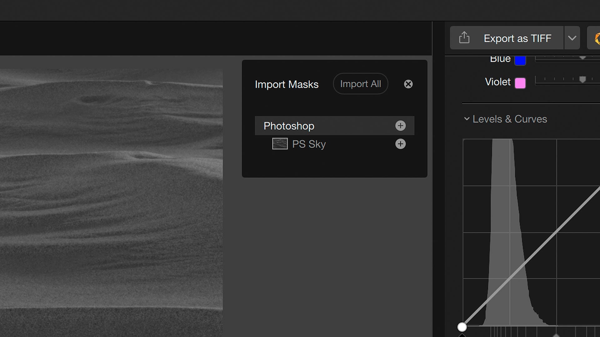 Import Photoshop mask panel in Silver Efex 8