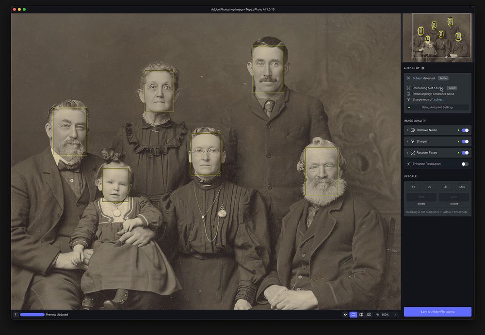 Restoring vintage photos using Topaz Labs Photo AI